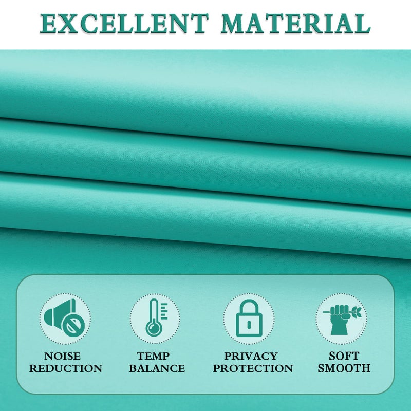 DONREN Black Out Window Curtains for Living Room - 42" x 63" Room Darkening Thermal Insulated Rod Pocket Curtain Panels (Turquoise,1 Pair) - Image 5